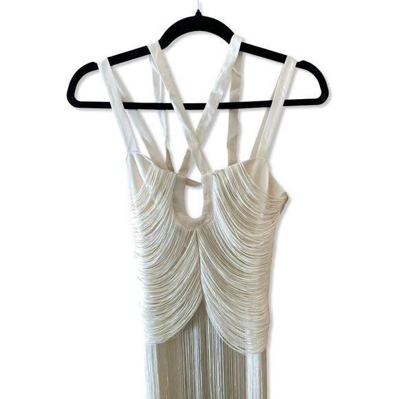Michael Costello Angelica Fringe Maxi Top x Revolve white dress $228 NWT Sz XXS - Picture 4 of 14